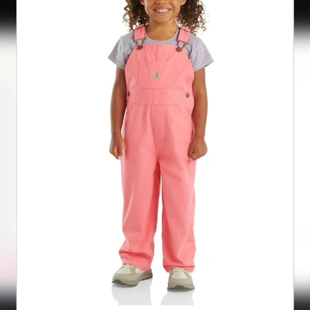 Carhartt Baby Girls' Pink Loose Fit Canvas Bib Overall 9 Months